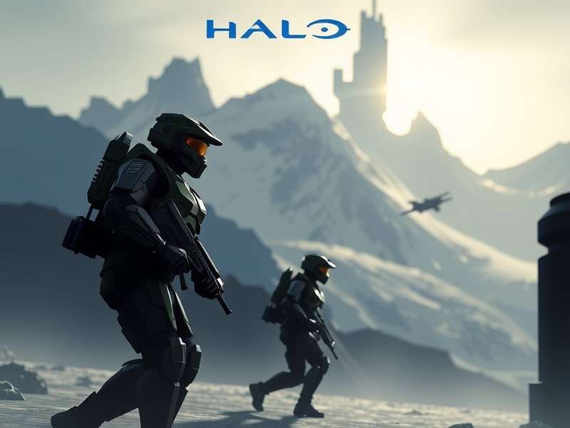 Graph showing Halo Infinite player count trends over time on a futuristic display