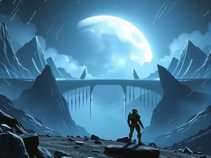 Halo Infinite Legendary Ending cinematic screenshot showing a mysterious Forerunner artifact activating