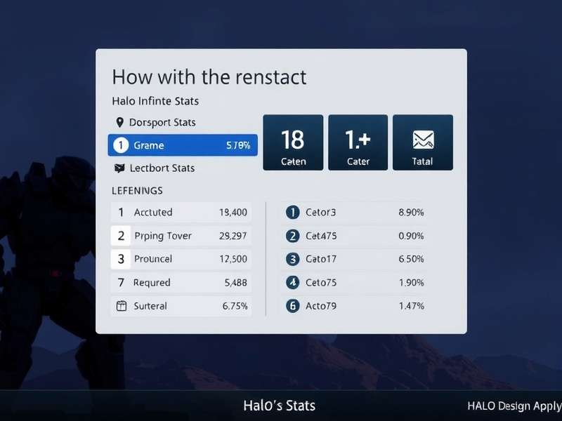 Halo Infinite Spartan viewing stats on a holographic display
