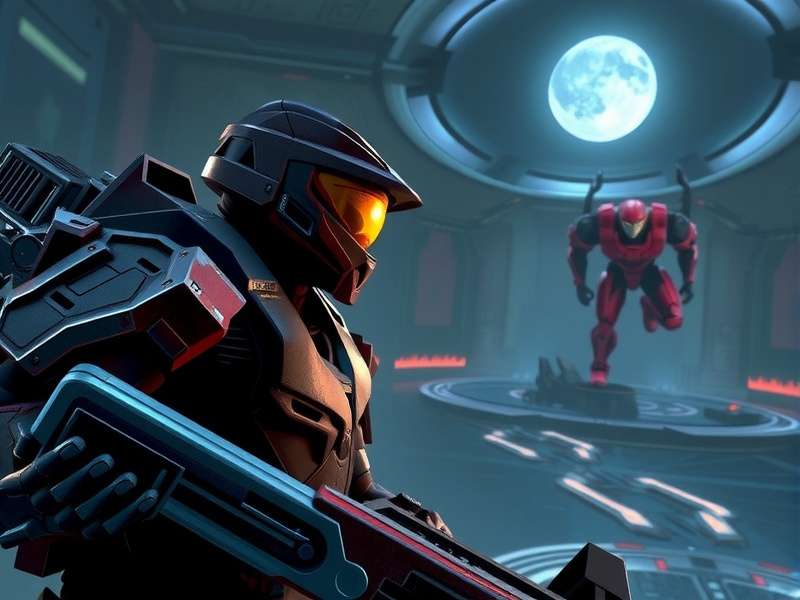 Halo Infinite PC gameplay on an ultrawide monitor showing Master Chief grappling across a vibrant landscape