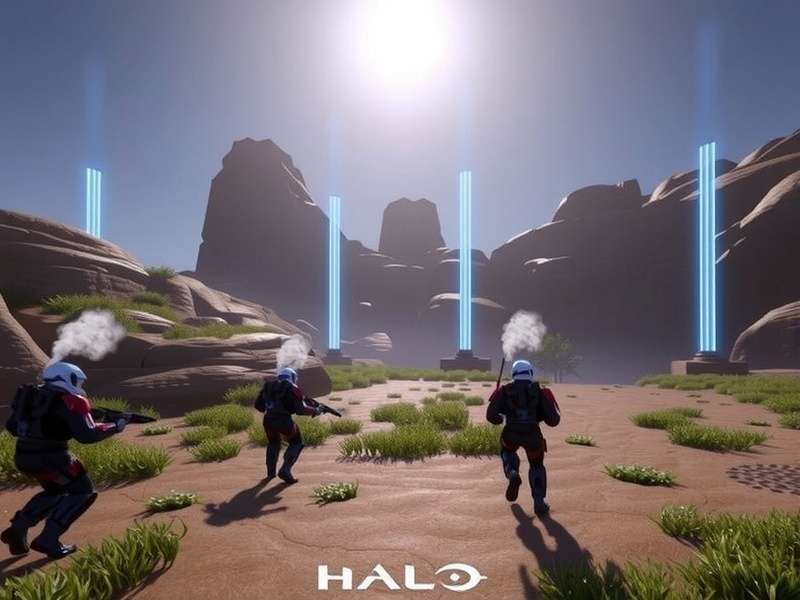 Master Chief overlooking the vast landscape of Zeta Halo in Halo Infinite