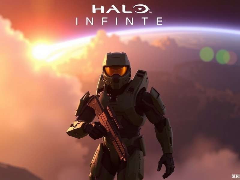 Master Chief standing on a cliff overlooking Zeta Halo on Xbox Series X