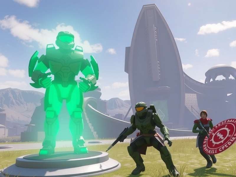 Master Chief overlooking the vast landscape of Zeta Halo in Halo Infinite