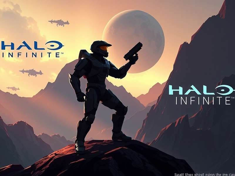 Master Chief overlooking Zeta Halo landscape