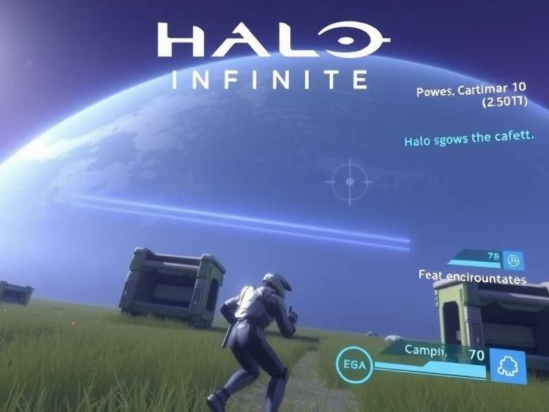 Halo Infinite weapon lineup on a virtual armory screen