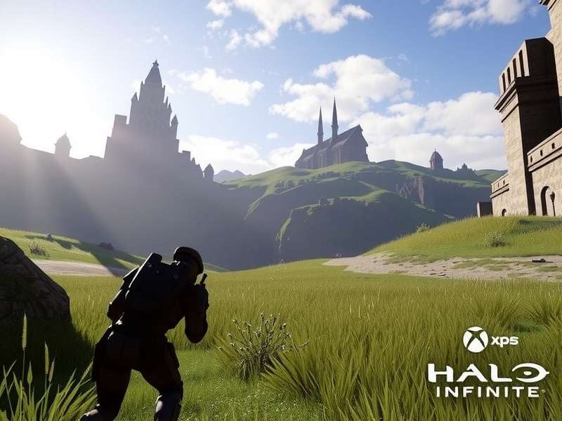 Master Chief and Spartan fireteam on Zeta Halo in Halo Infinite