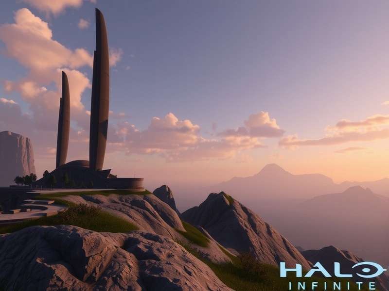 Master Chief on Zeta Halo landscape