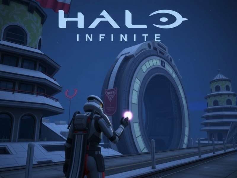 Master Chief overlooking a vast sci-fi landscape reminiscent of Zeta Halo