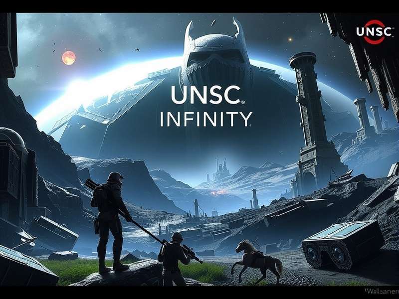 Technical schematic of the UNSC Infinity showing its scale, key compartments, and armaments