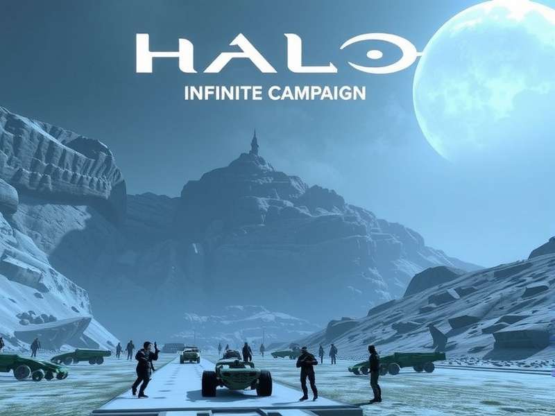 Master Chief overlooking Zeta Halo in Halo Infinite