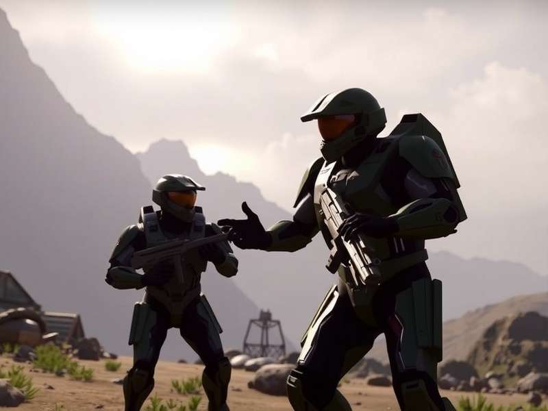 Halo Infinite campaign co-op gameplay with Master Chief and a Spartan ally fighting the Banished