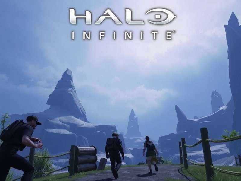 Two Spartans exploring the open world of Zeta Halo in Halo Infinite co-op campaign