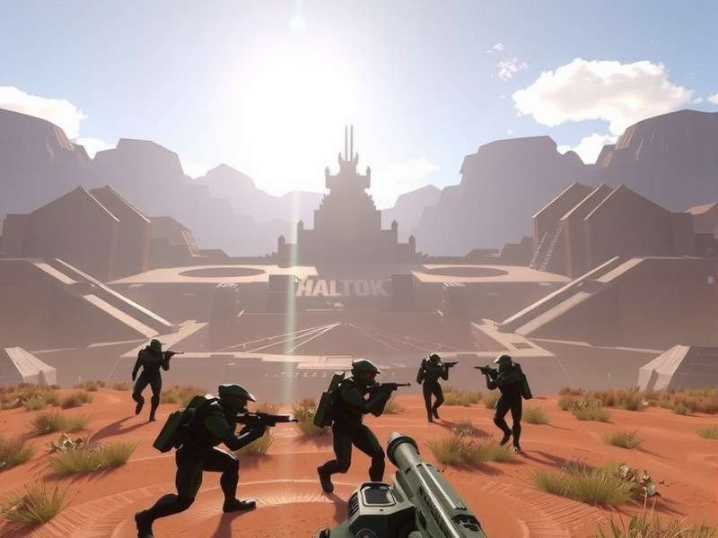Two Spartans fighting Banished forces together in Halo Infinite Campaign Co Op