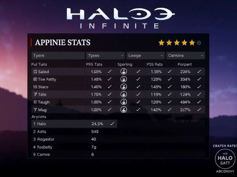 Halo Infinite Stats dashboard showing K/D ratio, win rate, and ranked progression