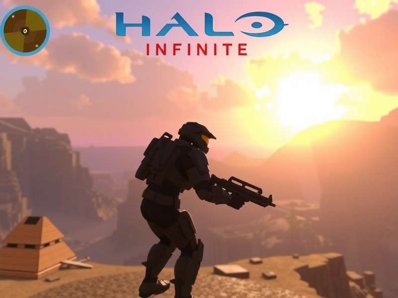 Halo Infinite multiplayer arena with energy sword and shields, aimbot crosshair overlay