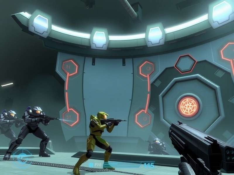 Halo Infinite multiplayer arena match with Spartans battling on Recharge map